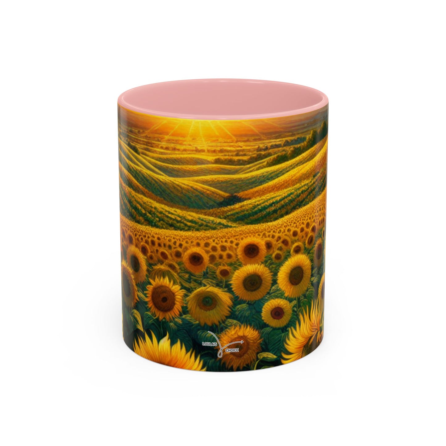 Golden Sunrise Sunflower Fields - Mugs
