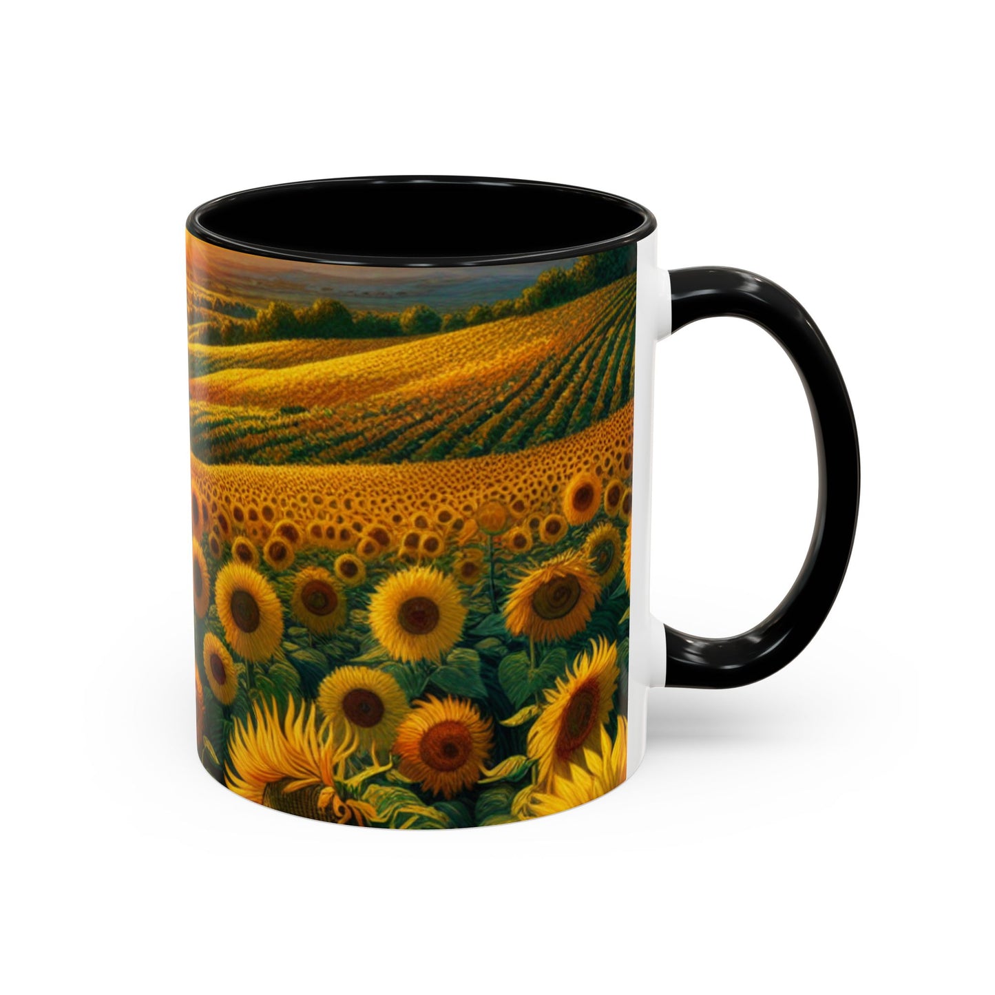 Golden Sunrise Sunflower Fields - Mugs