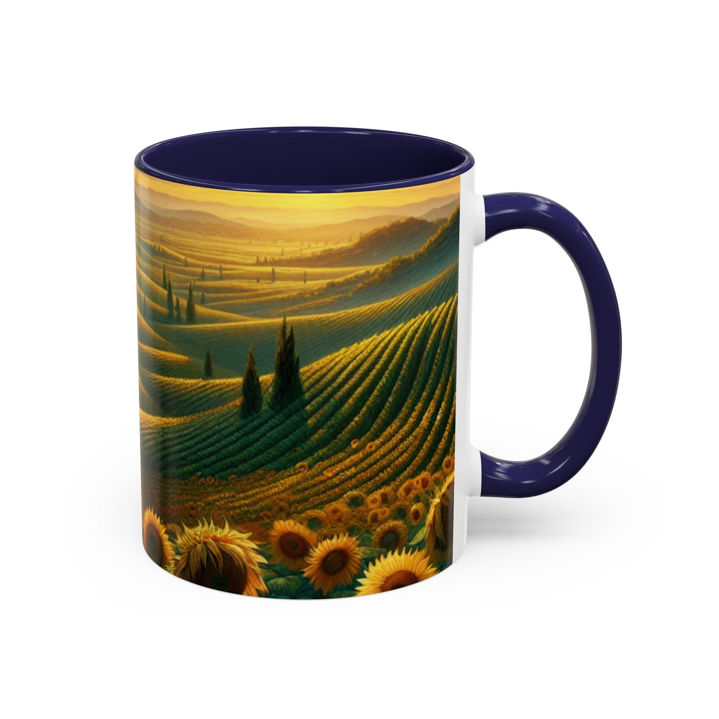 Golden Sunflower Fields at Dusk - Mugs