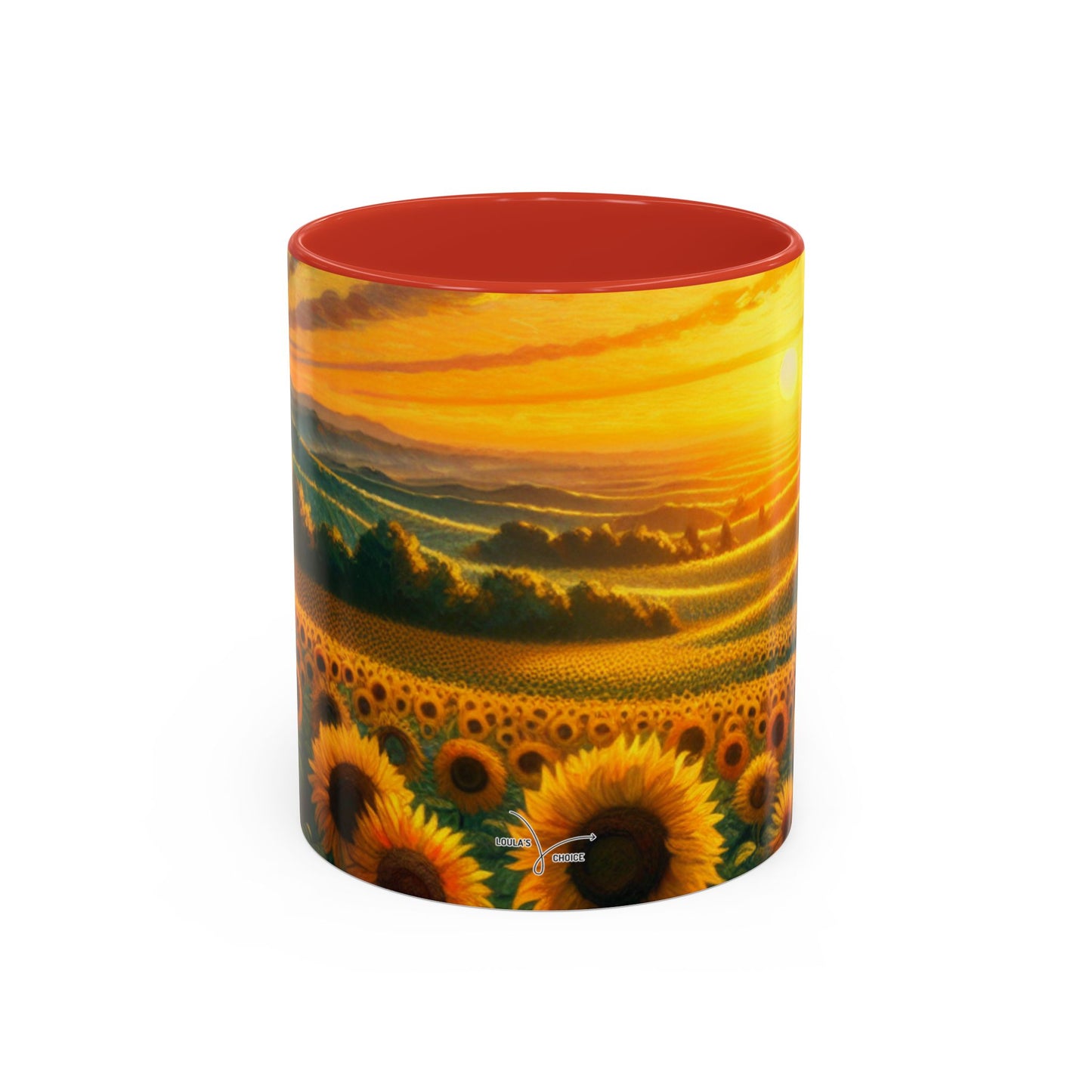 Golden Sunrise Sunflower Fields - Mugs