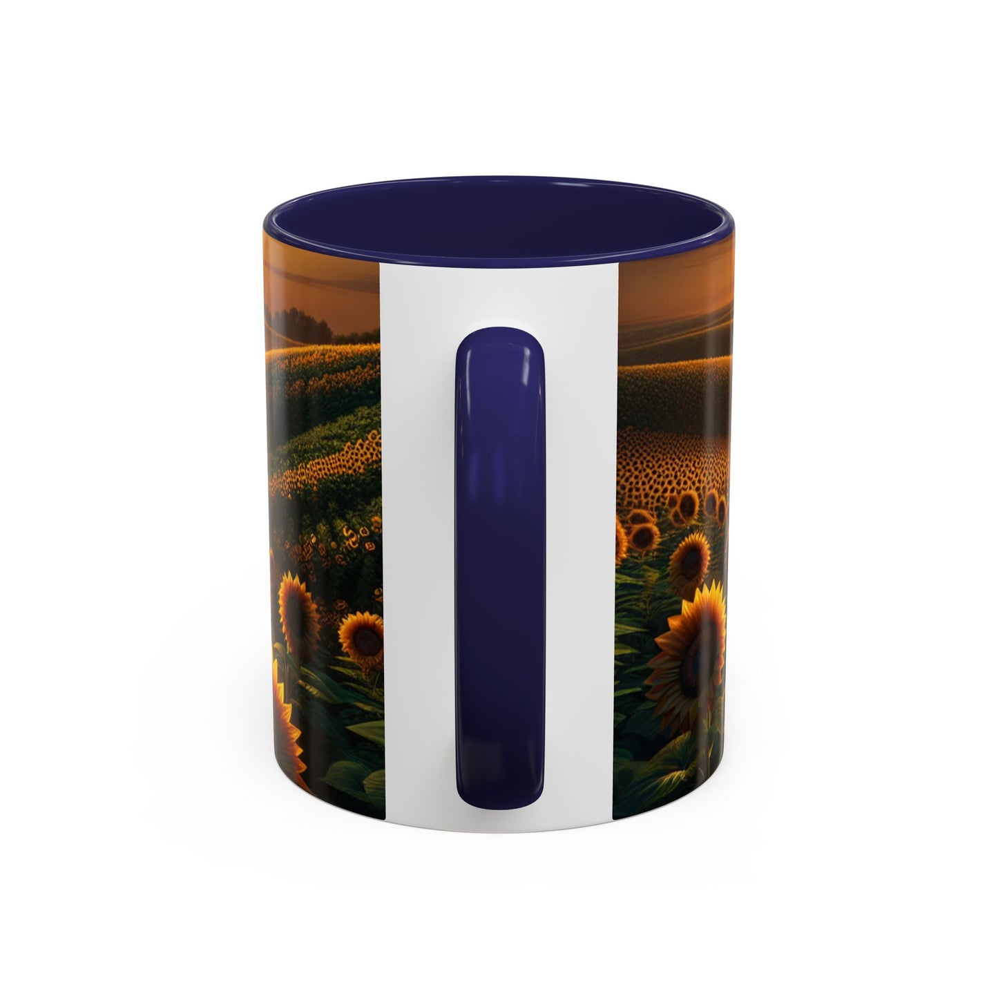 Golden Sunrise Amidst Sunflower Valleys - Mugs