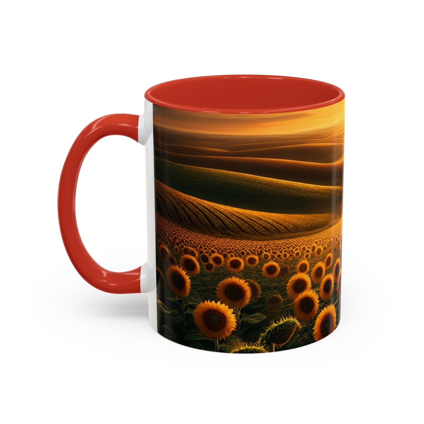 Golden Sunflower Waves - Mugs