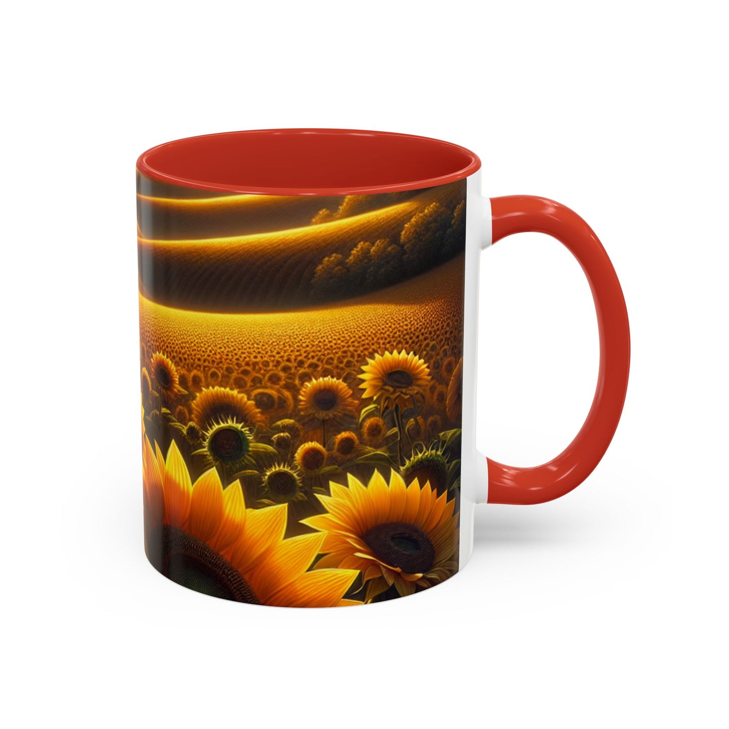 Golden Sunrise Sunflower Fields - Mugs