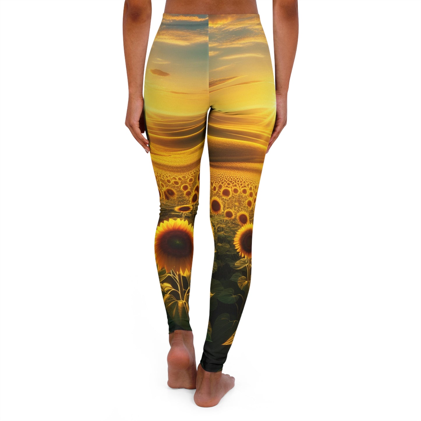 Golden Sunrise Over Sunflower Valley - Leggings