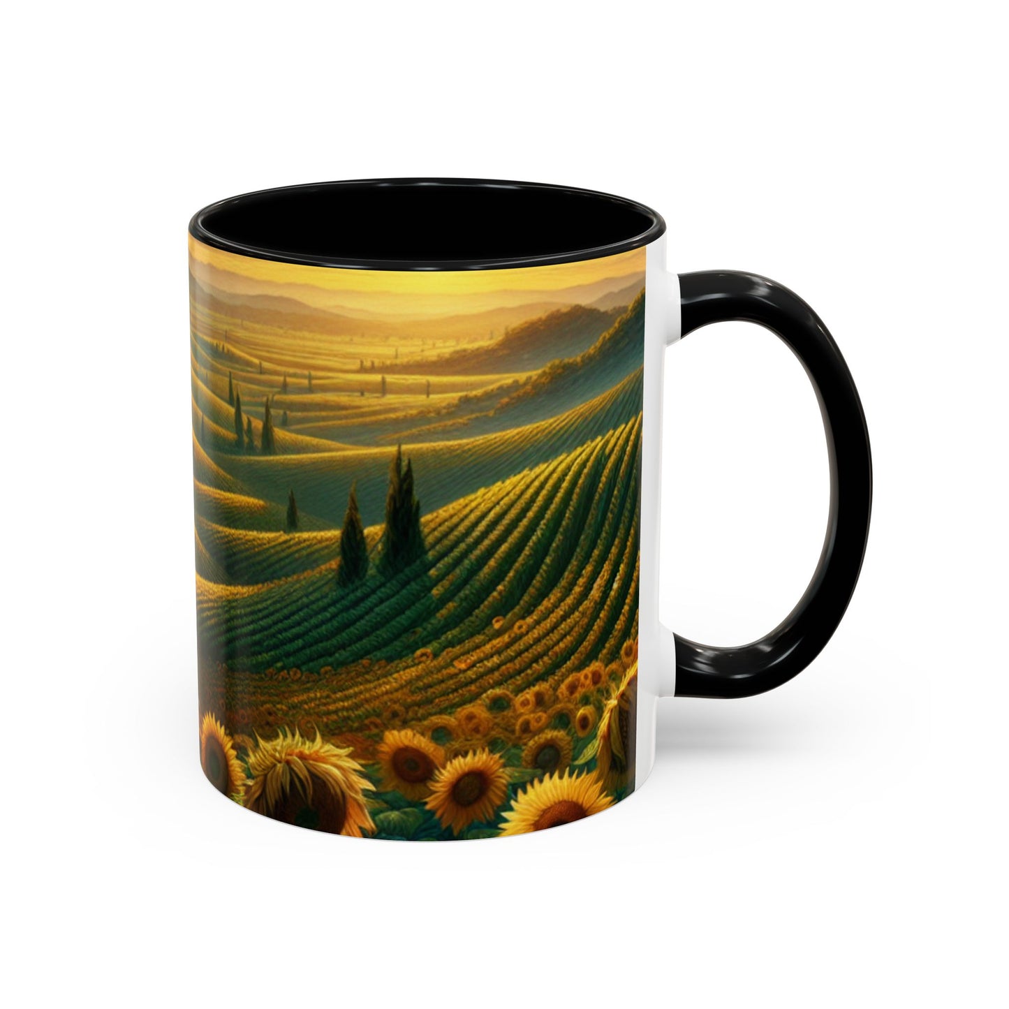 Golden Sunflower Fields at Dusk - Mugs