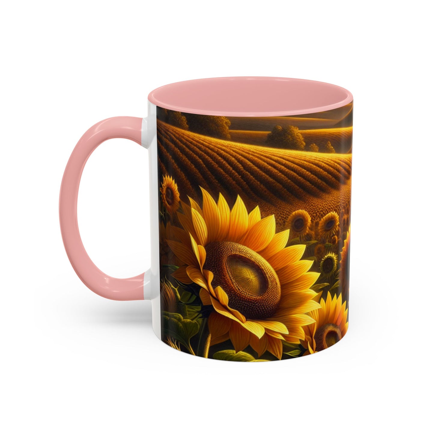 Golden Sunrise Sunflower Fields - Mugs