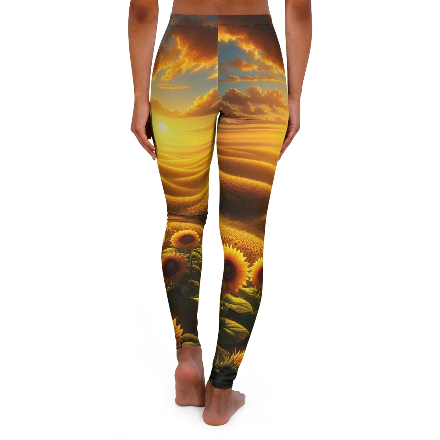 Golden Sunset Sunflower Fields - Leggings