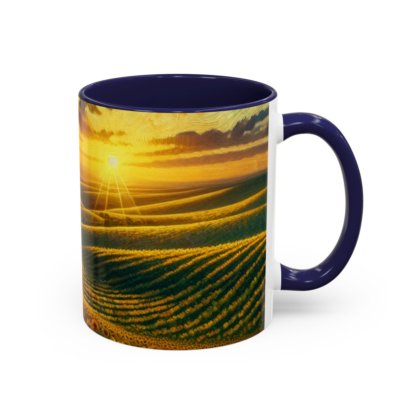 Sunset Serenade in Sunflower Fields - Mugs