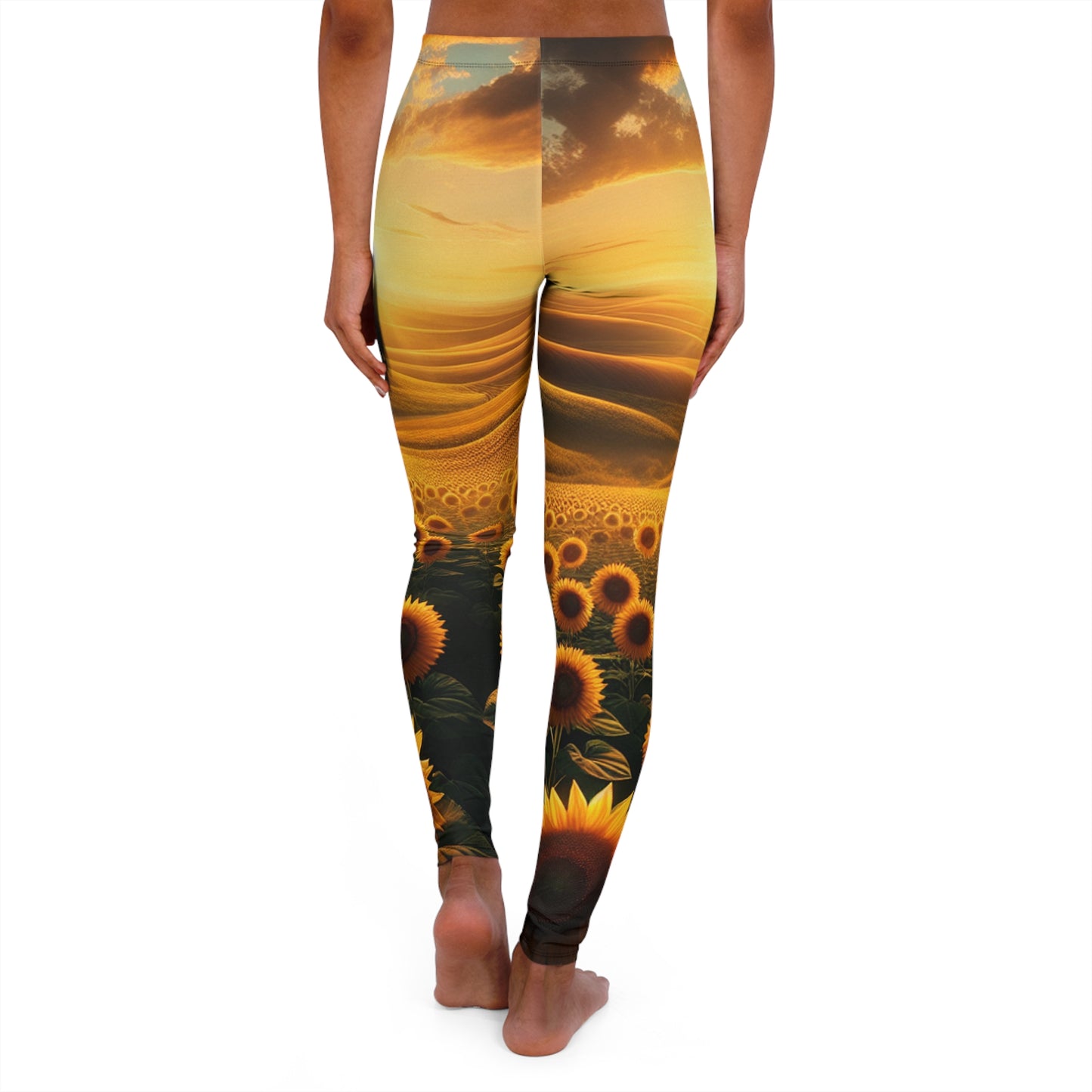 Golden Sunflower Waves - Leggings