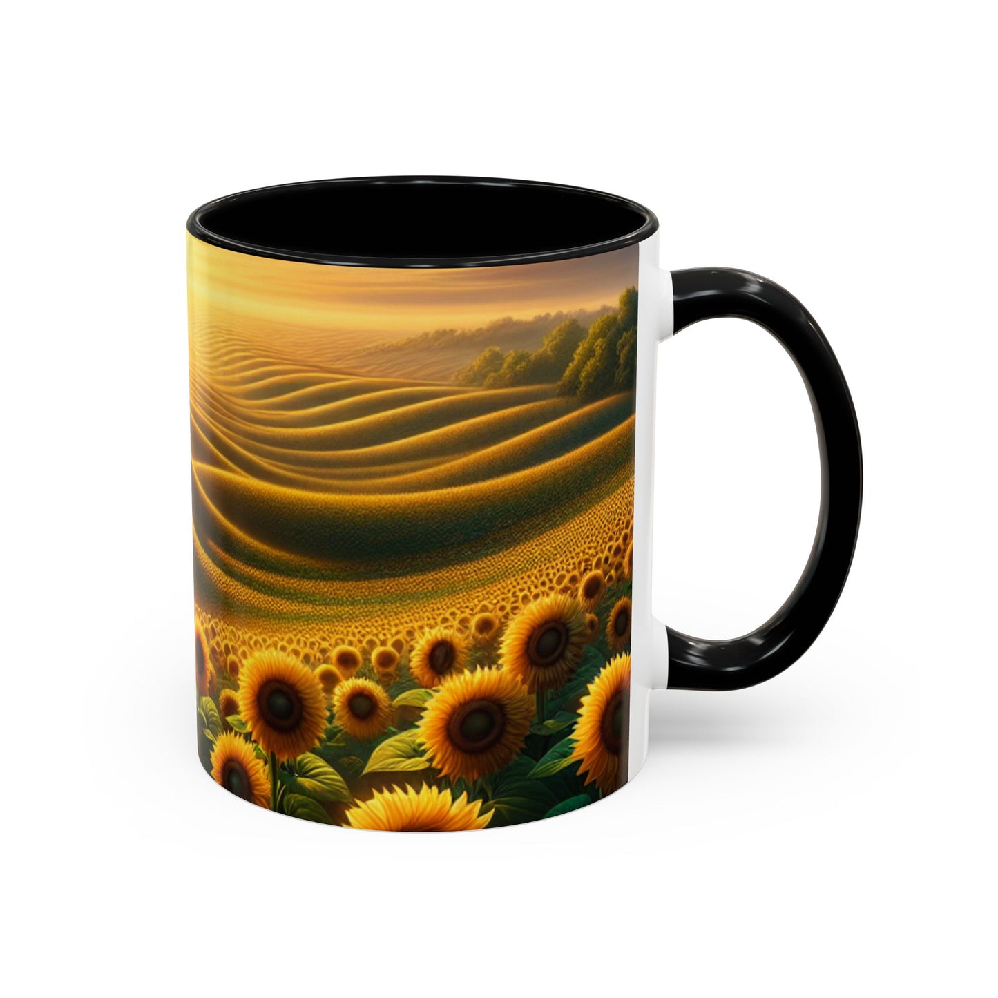 Golden Sunrise in the Sunflower Valleys - Mugs