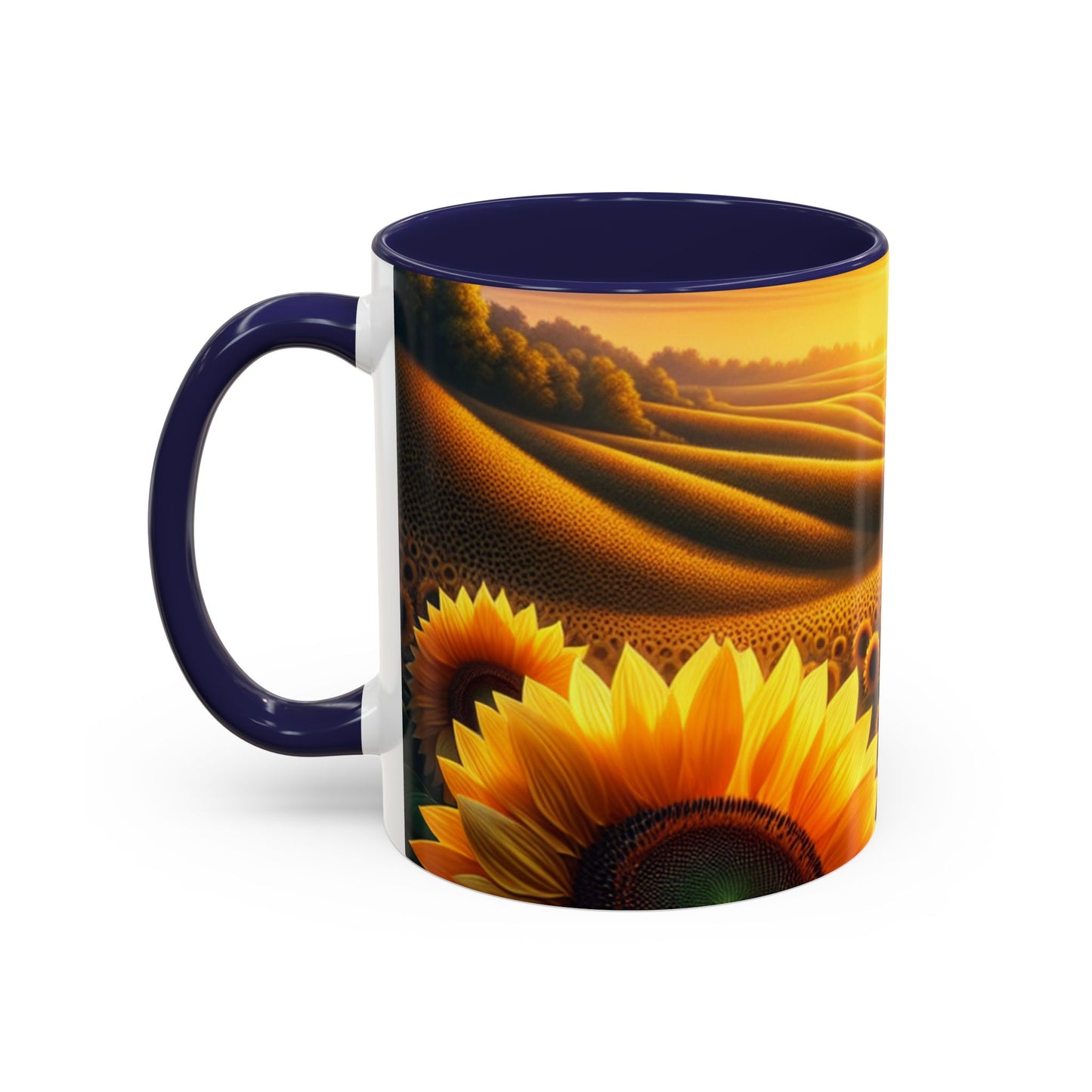 Golden Sunset Sunflower Fields - Mugs