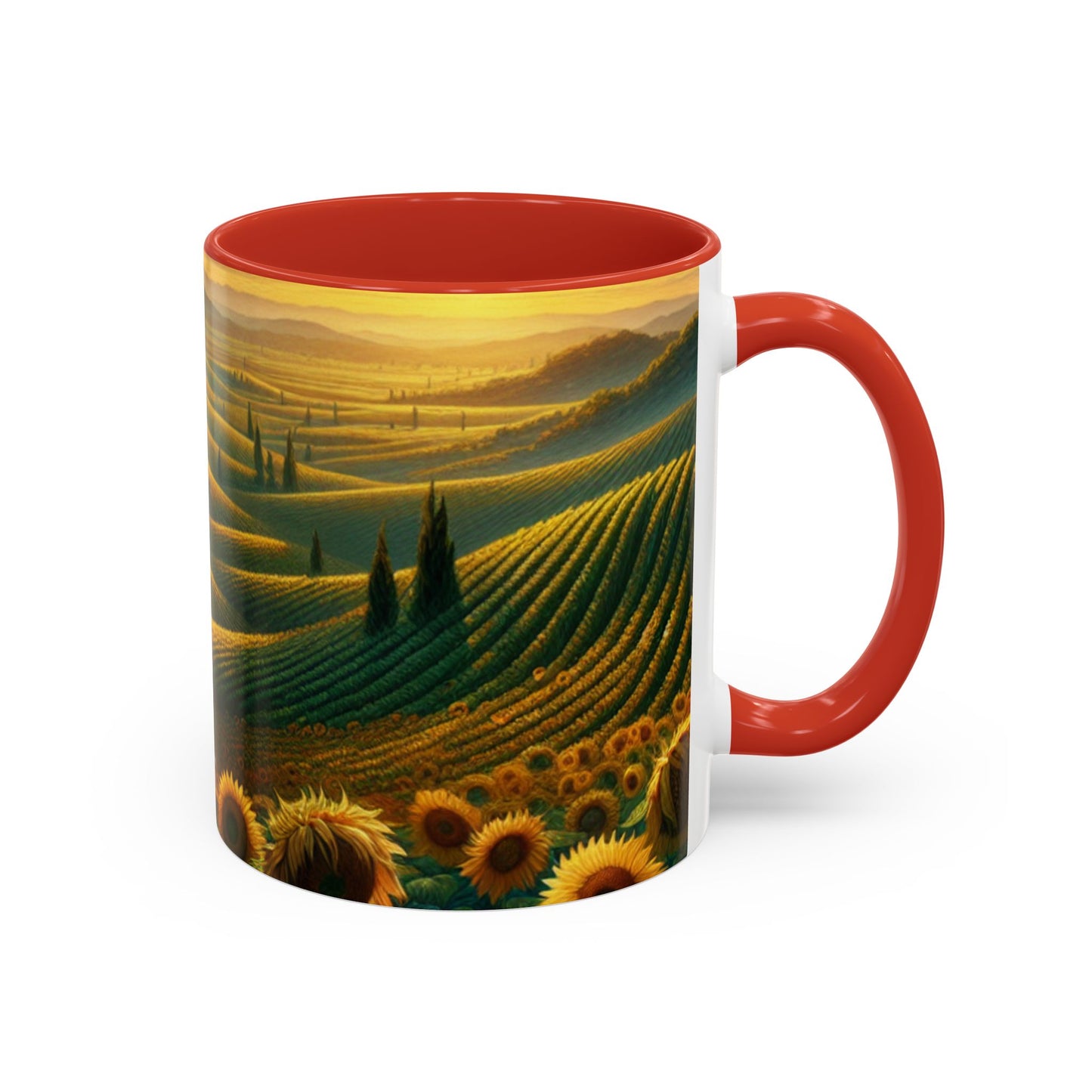 Golden Sunflower Fields at Dusk - Mugs