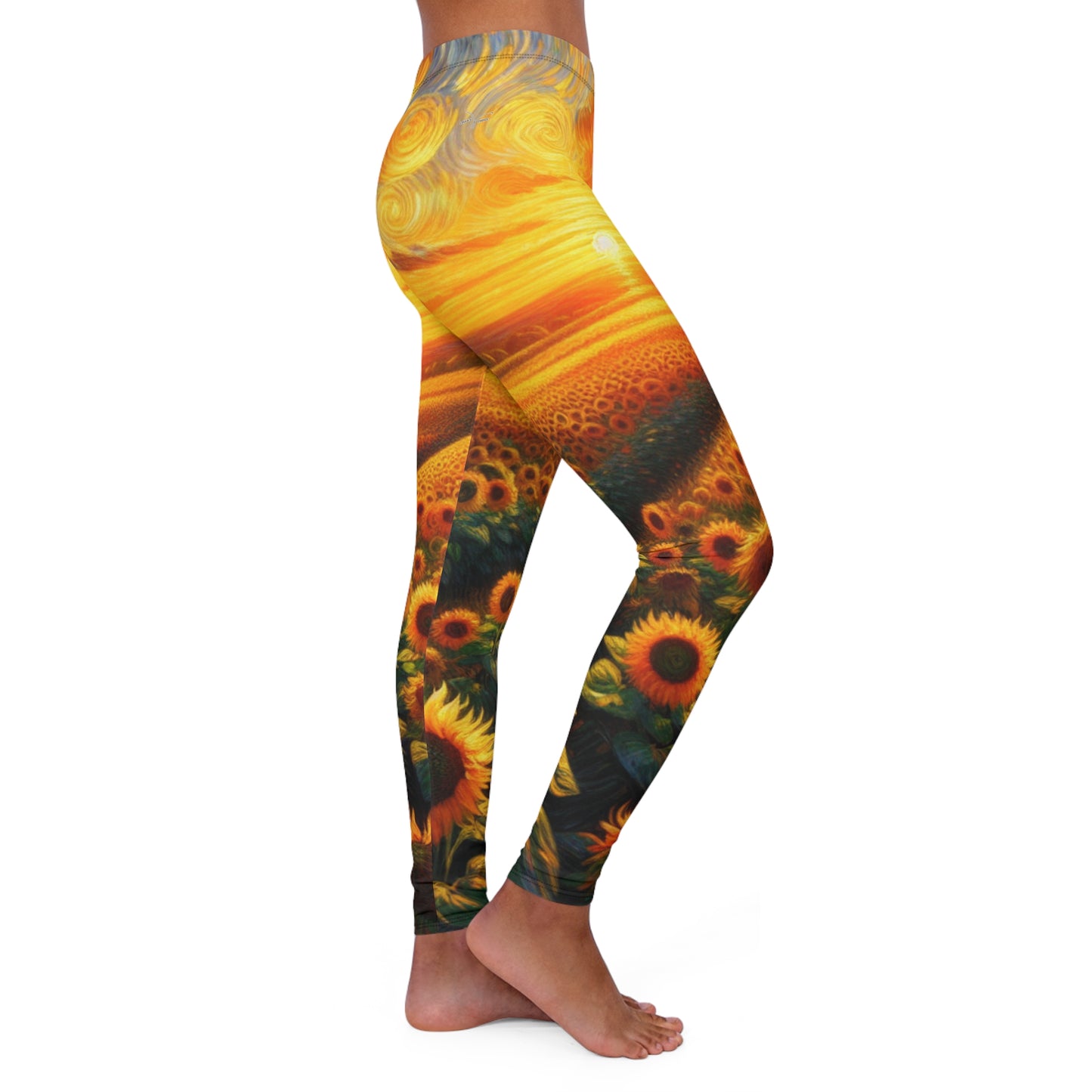 Sunset Whirl: Sunflower Symphony - Leggings