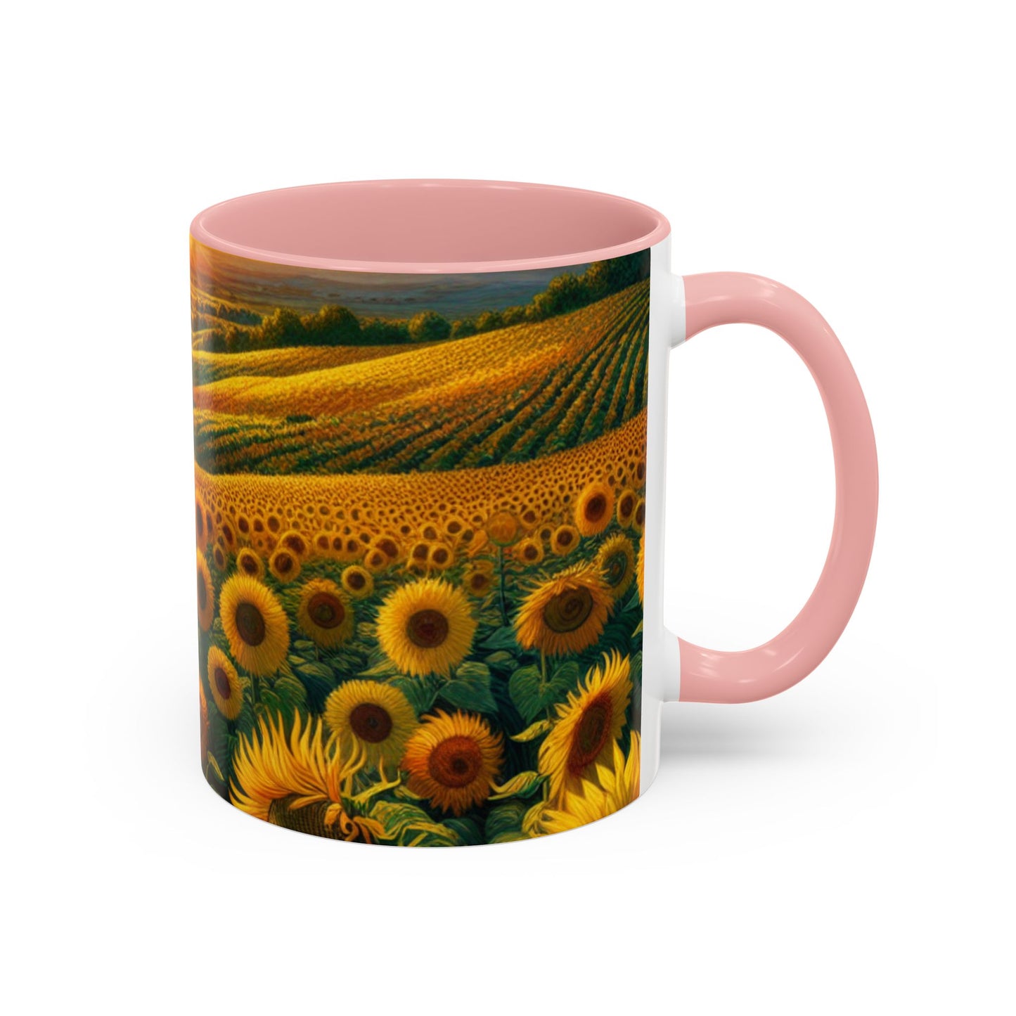 Golden Sunrise Sunflower Fields - Mugs