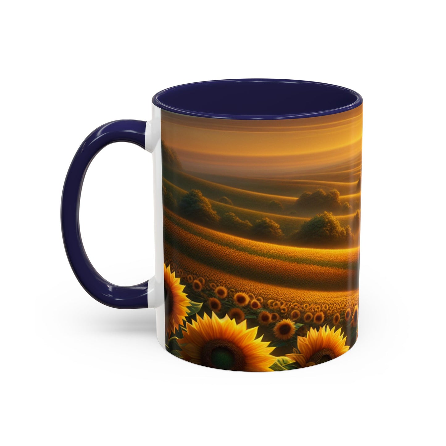Golden Sunflower Fields at Dusk - Mugs