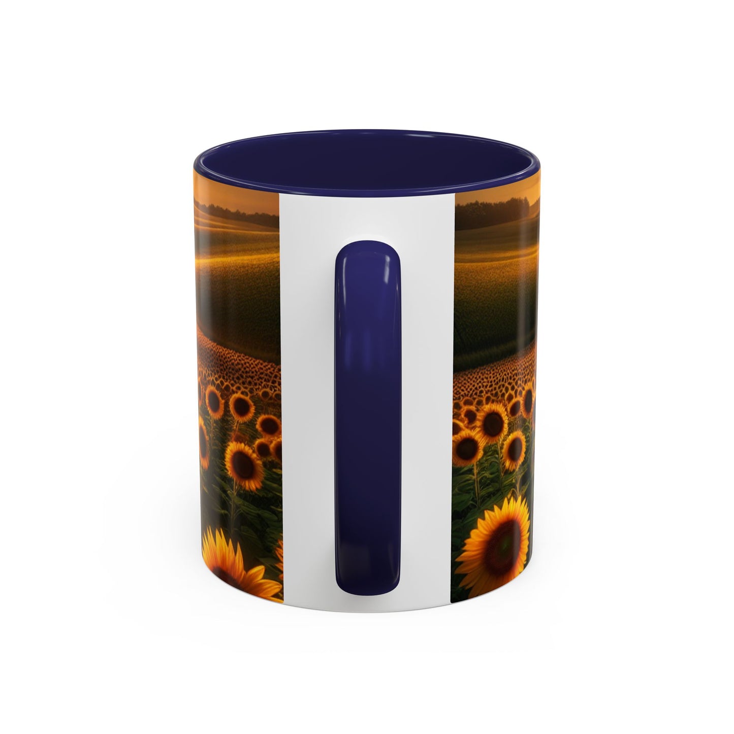 Golden Sunrise Over Sunflower Valley - Mugs