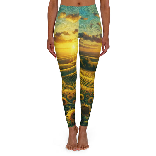 Sunset Serenade in Sunflower Fields - Leggings