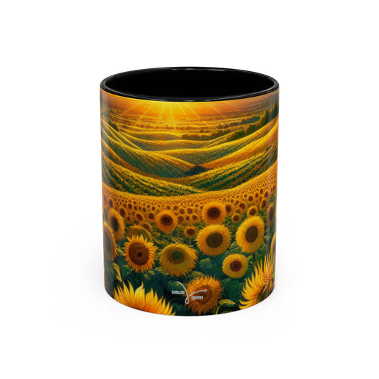 Golden Sunrise Sunflower Fields - Mugs