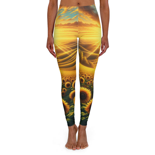 Amber Radiance Sunflower Seascape - Leggings