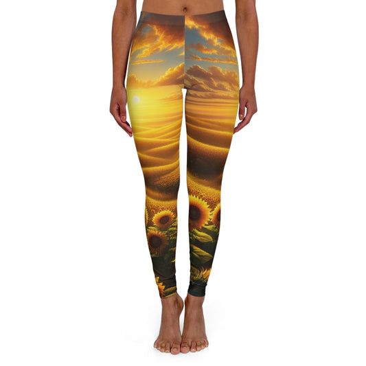 Golden Sunset Sunflower Fields - Leggings