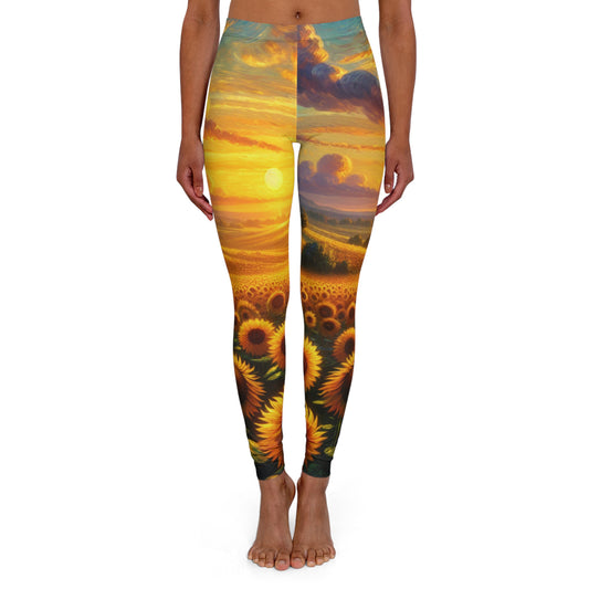 Sunset Serenade in Sunflower Fields - Leggings