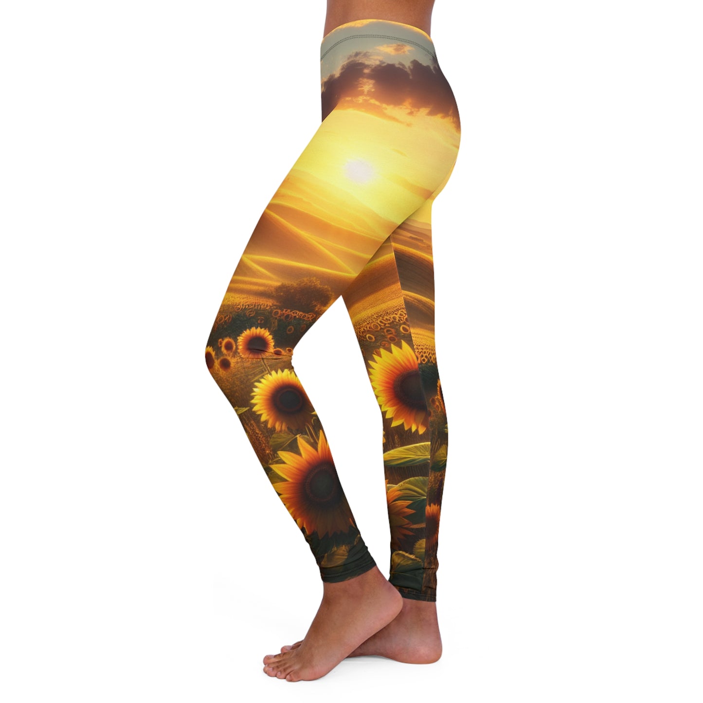 Amber Sunflower Serenade - Leggings