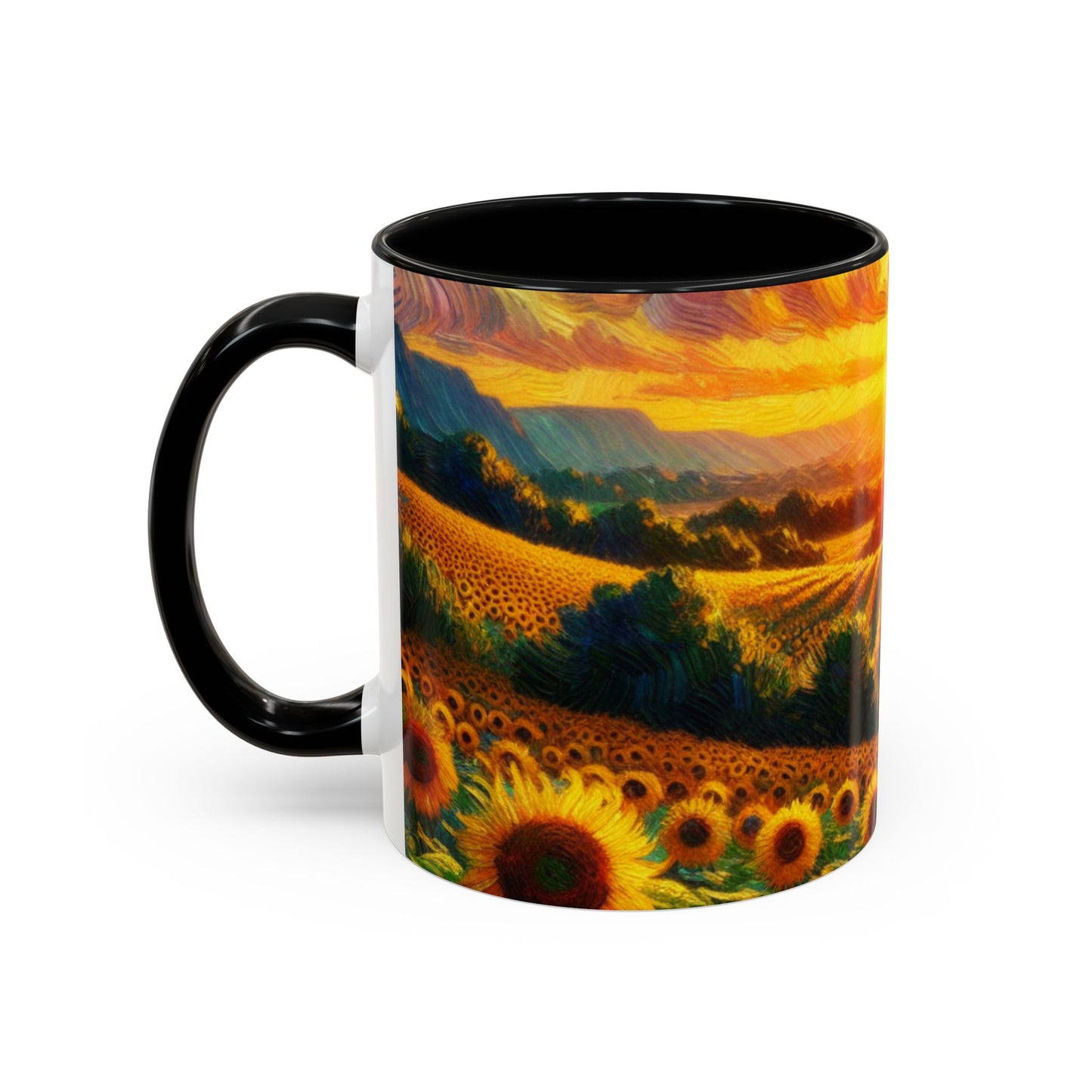 Sunset Whirls over Sunflower Fields - Mugs