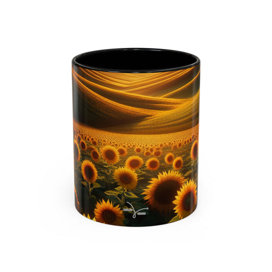 Sunset Serenity in Sunflower Valleys - Mugs