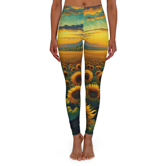 Sunset Sonata Sunflower Field - Leggings
