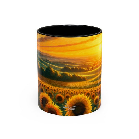 Golden Sunrise Sunflower Fields - Mugs