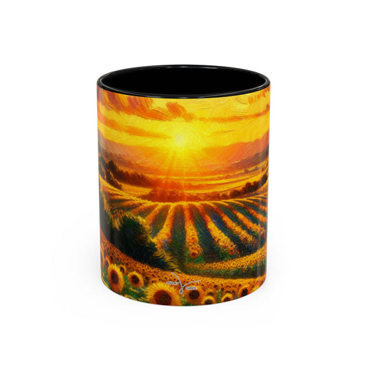 Sunset Whirls over Sunflower Fields - Mugs