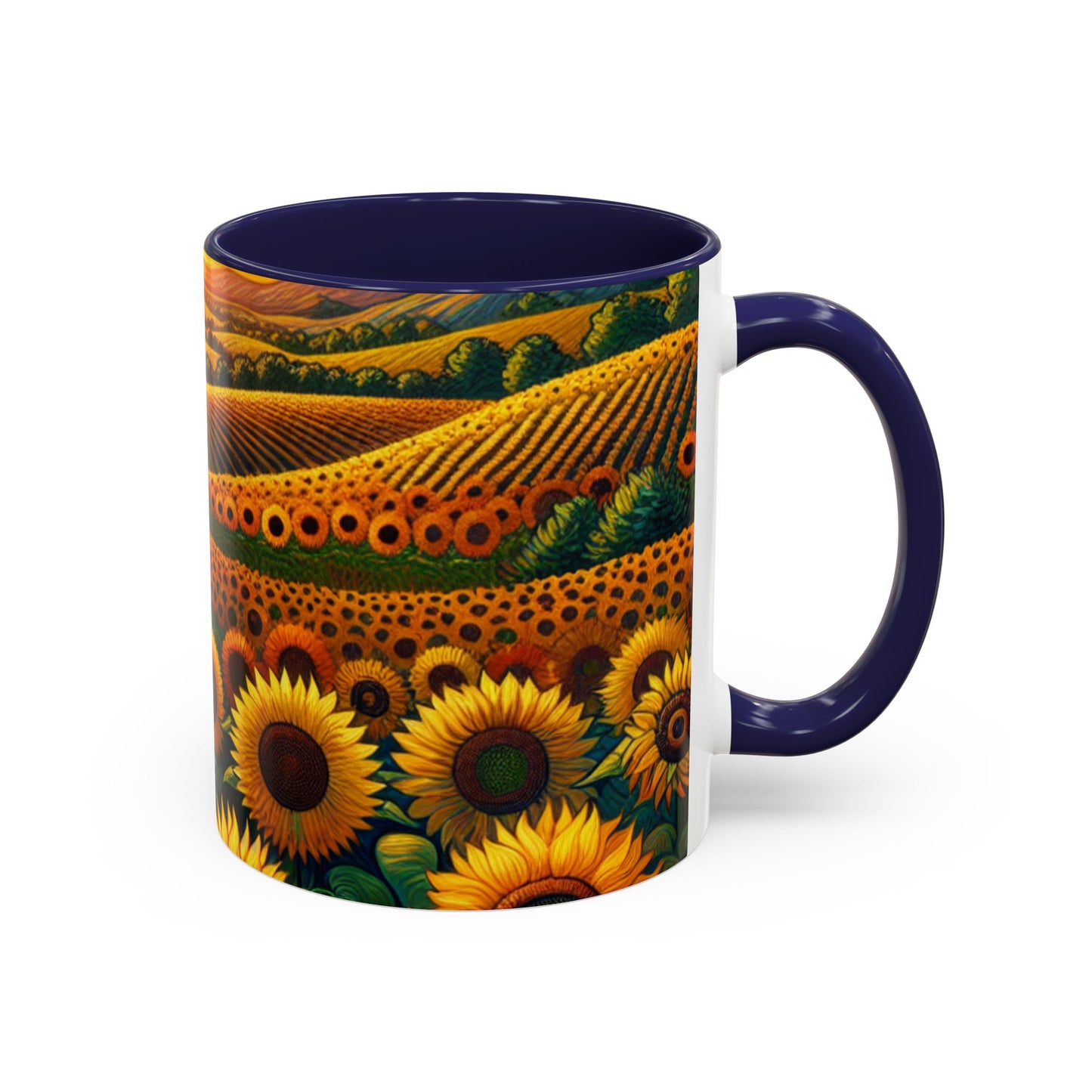 Sunset Serenade in Sunflower Fields - Mugs