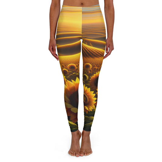 Golden Sunrise Sunflower Fields - Leggings
