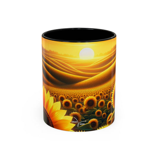 Golden Sunset Sunflower Fields - Mugs