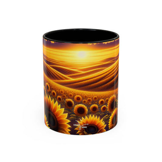 Golden Radiance Sunflower Fields - Mugs