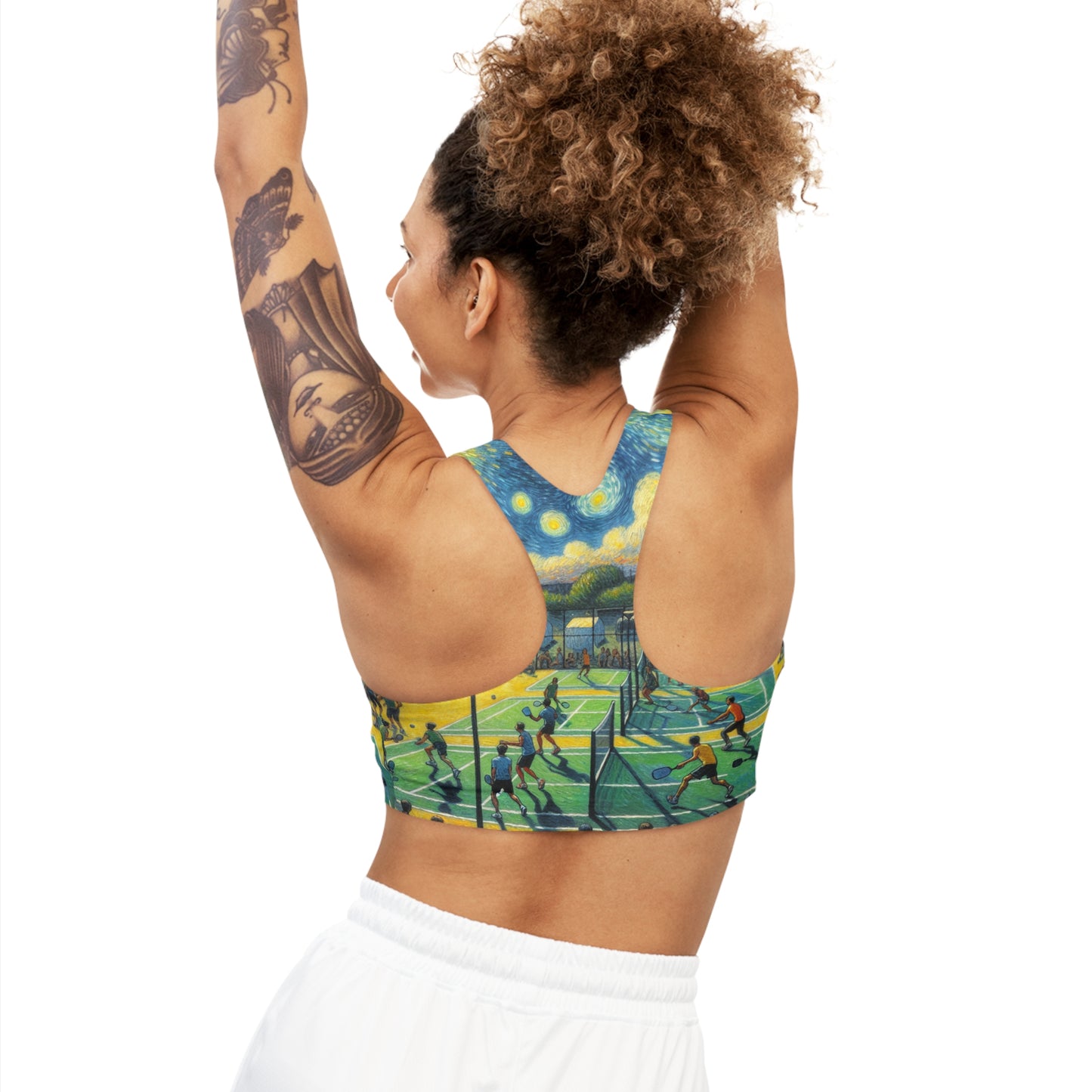 Starry Pickleball Night Cascade - Sports Bra