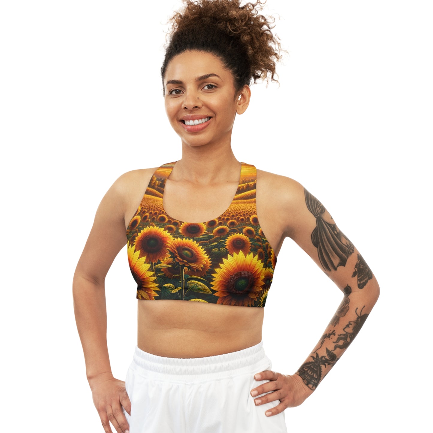 Amber Sunflower Serenade - Sports Bra