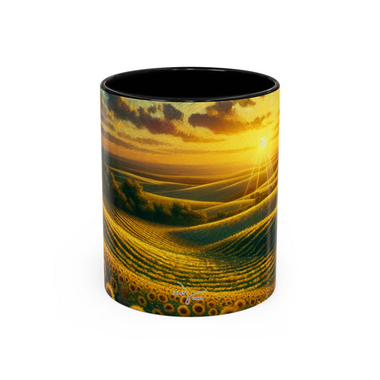 Sunset Serenade in Sunflower Fields - Mugs