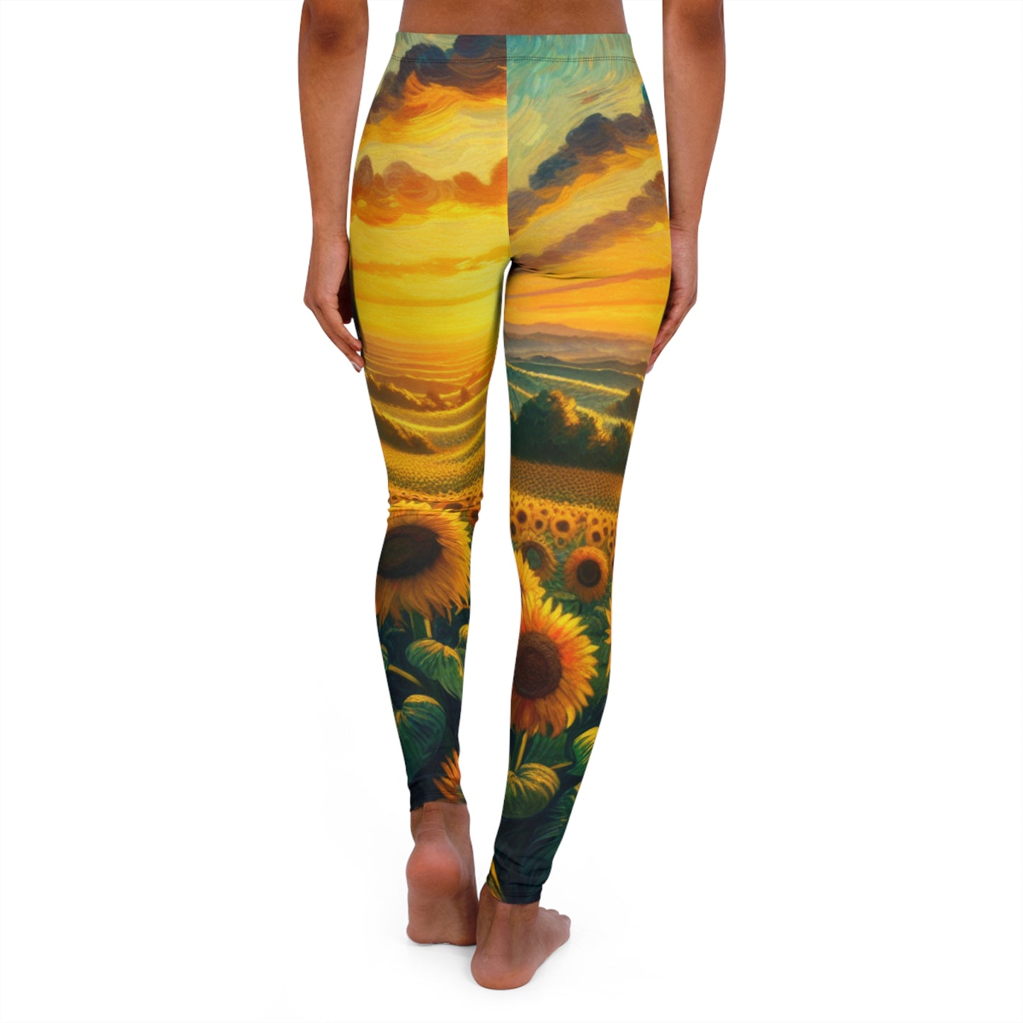 Golden Sunrise Sunflower Fields - Leggings