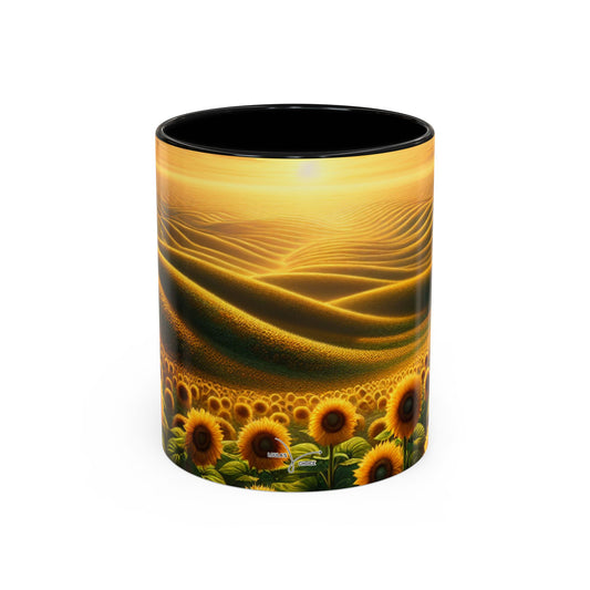 Golden Sunrise in the Sunflower Valleys - Mugs