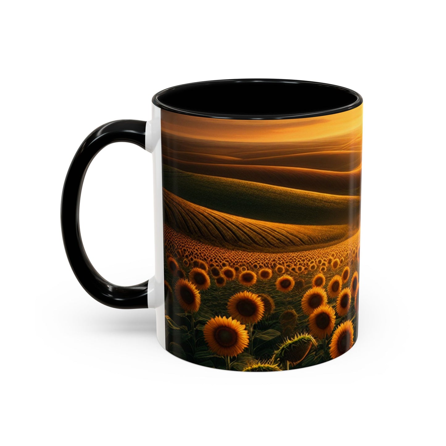 Golden Sunflower Waves - Mugs