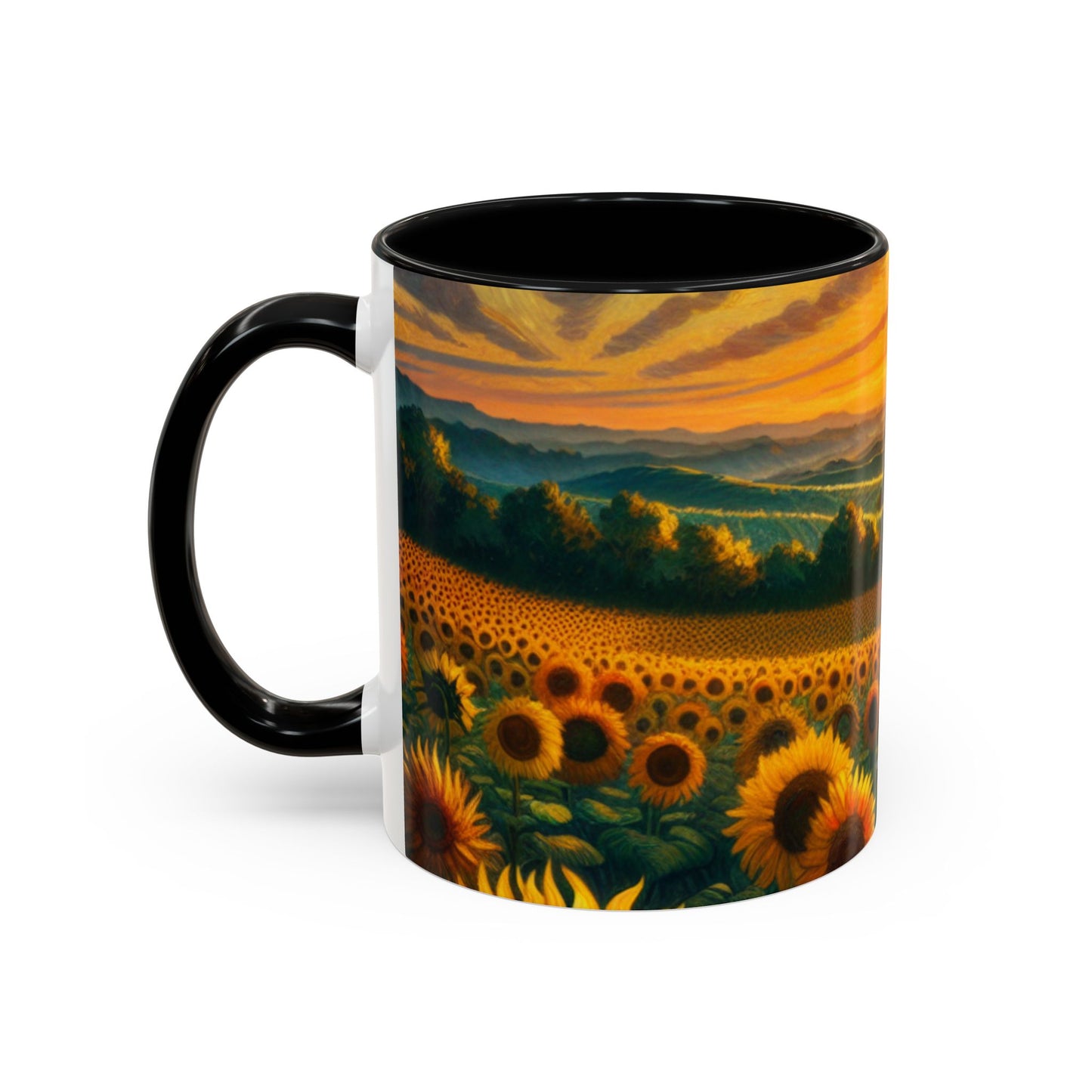 Golden Sunrise Sunflower Fields - Mugs