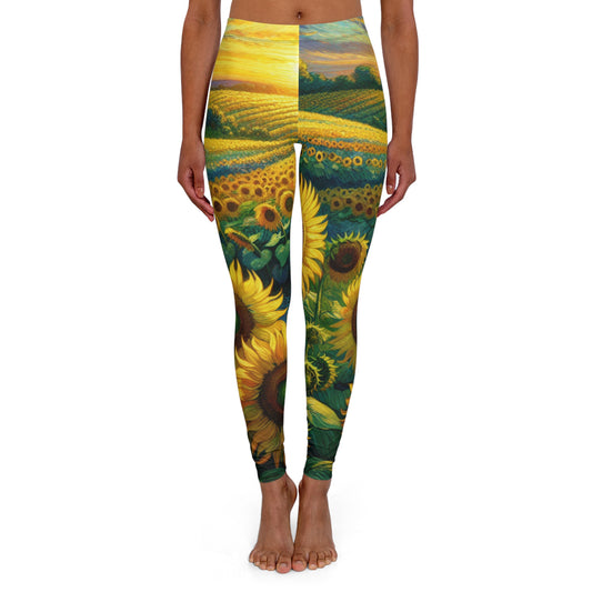 Sunset Serenade Sunflower Tapestry - Leggings