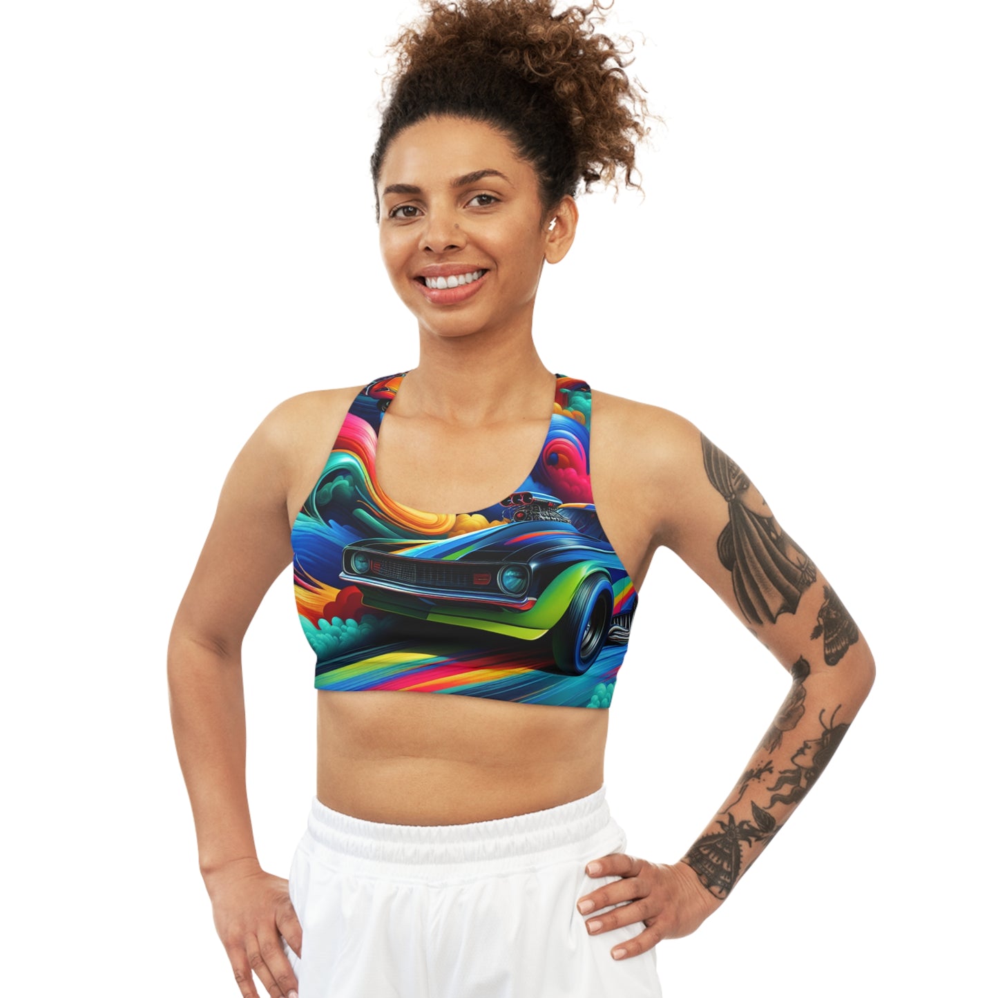 Vibrant Vrooom: Race Day Rhapsody - Sports Bra