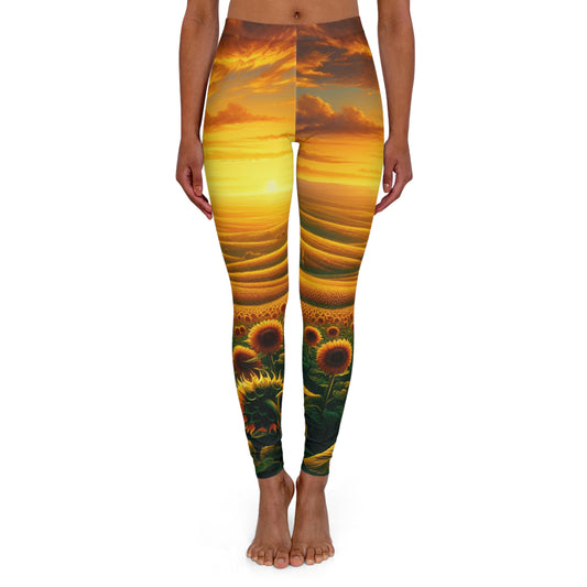 Amber Sunflower Serenade - Leggings