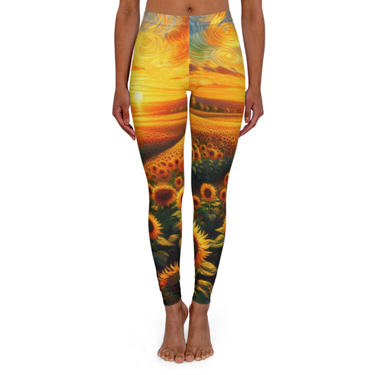 Sunset Whirl: Sunflower Symphony - Leggings