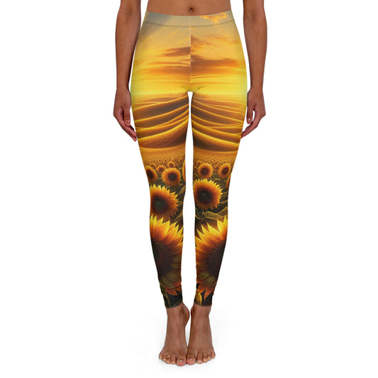 Amber Radiance Sunflower Fields - Leggings