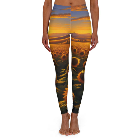 Golden Sunset Sunflower Serenade - Leggings