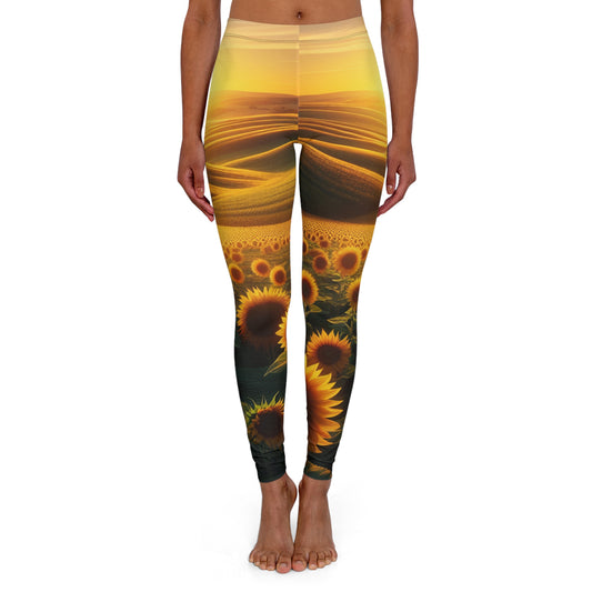 Sunset Serenity in Sunflower Valleys - Leggings