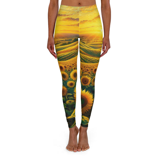 Golden Sunrise Sunflower Fields - Leggings